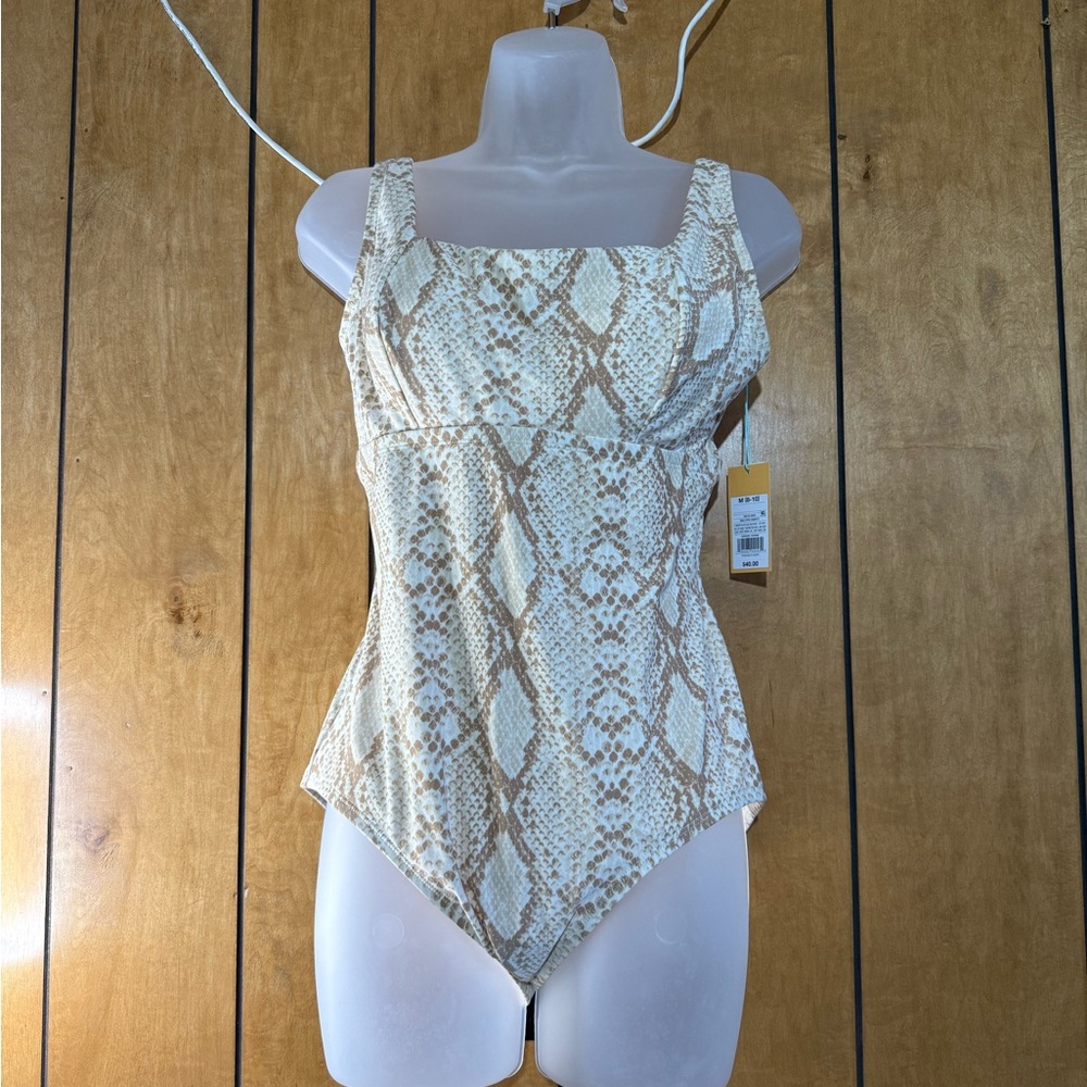 Target Snake Print One Piece Swimsuit - Beige and White
